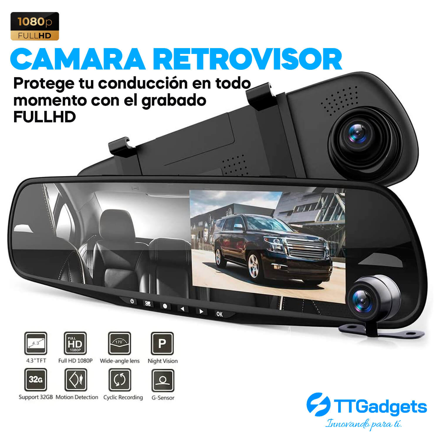 Cámara Espejo Retrovisor Sistema de Cámara Integrada HD Security&Cars™