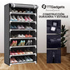 2 Estanterías para Zapatos capacidad de hasta 24 pares en 9 niveles | Organizador de zapatos con cubierta de tela | Zapatera compuesto de acero, tela y conectores de plástico | 30 días de garantía