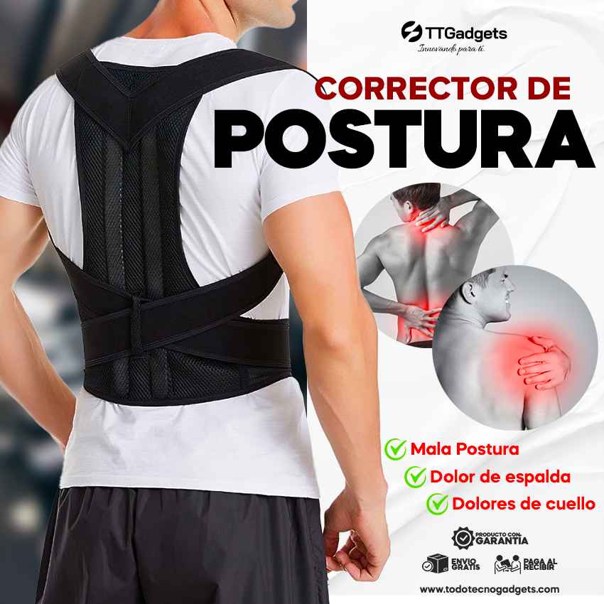 Corrector de postura Unisex, 5 Tallas distintas adaptable a cualquier tipo de cuerpo, Ajustable, Alivia el dolor de cuello, para deportes, correr etc. | 30 días garantía
