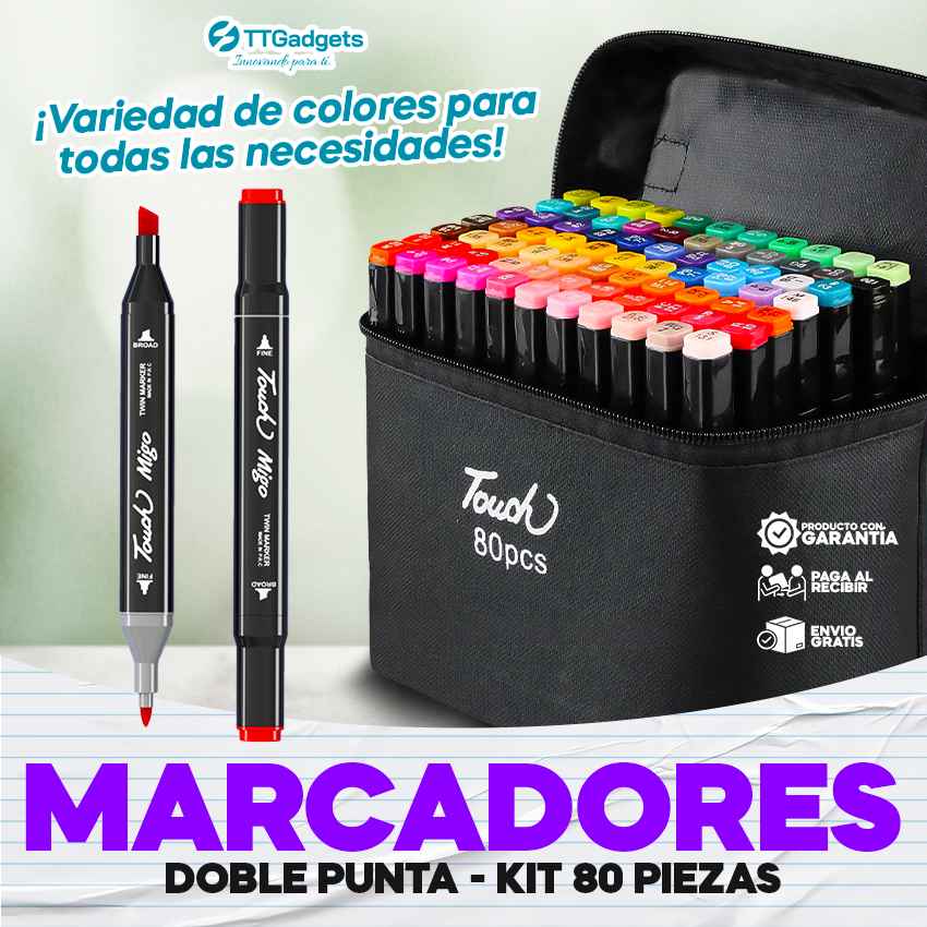Kit de 80 Plumones de Doble Punta de Colores MagicPaint™