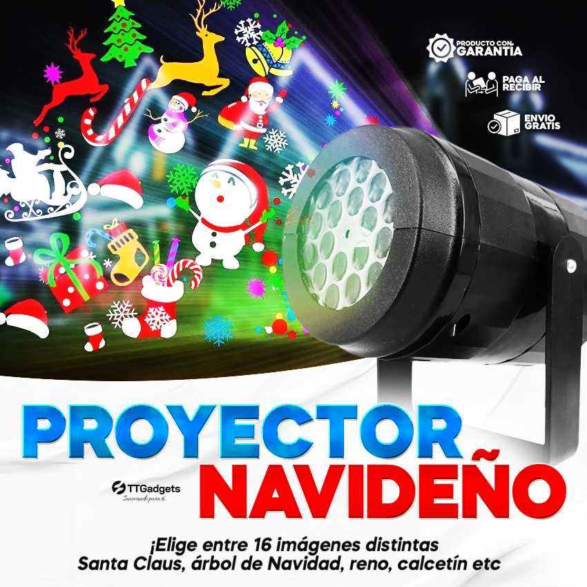 Proyector de Navidad Con 16 Patrones intercambiables, lámpara De Proyección | 30 días garantía