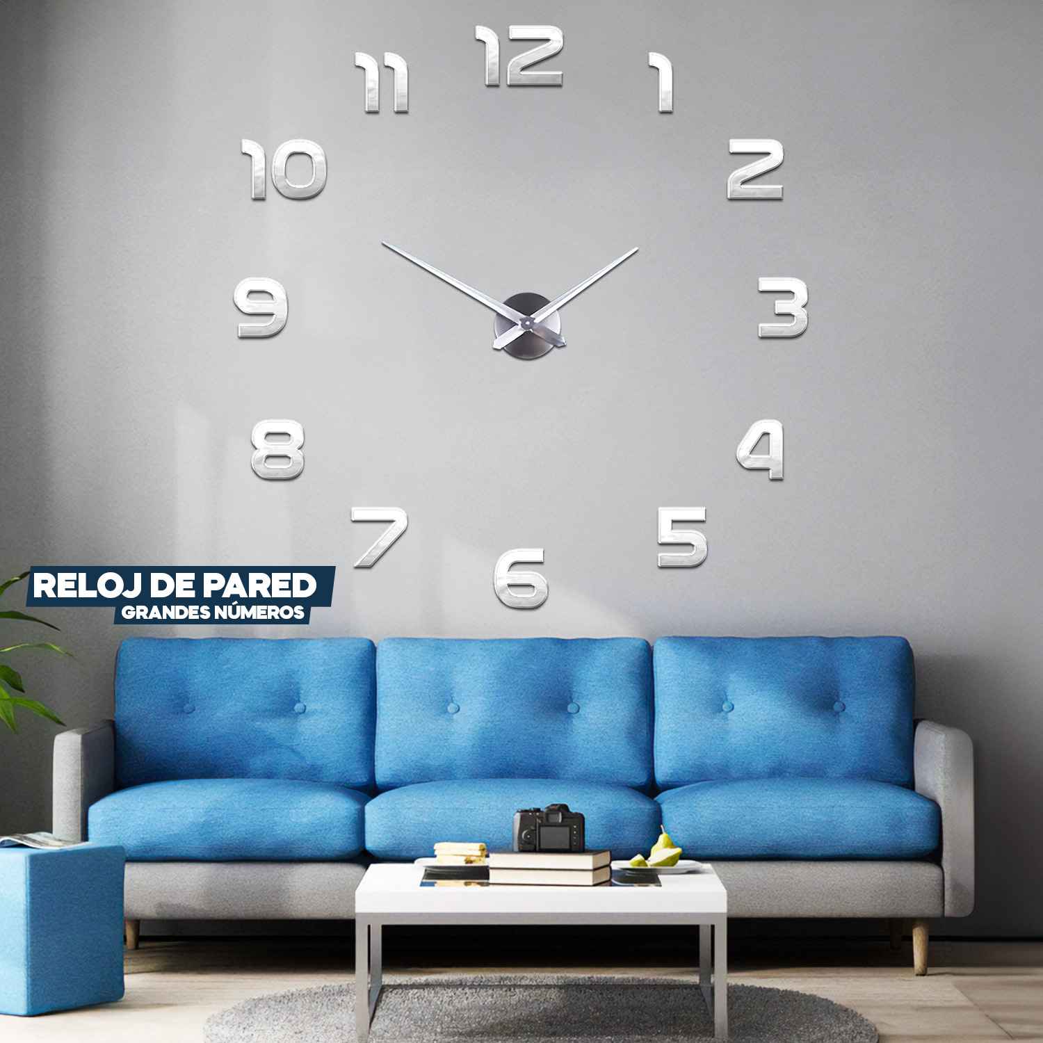 Kit de 2 Reloj de Pared Grande 3D, elegante y minimalista 100% funcional | Para Oficina, Hogar, Estudio etc. | 30 días Garantía