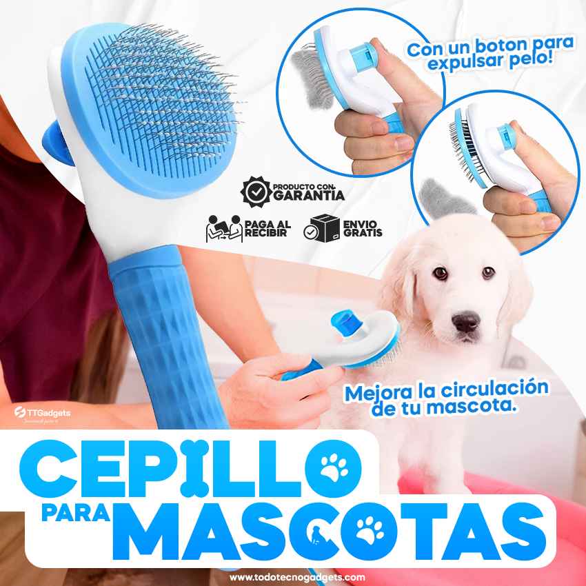 Cepillo Deslanador para Perros y gatos Mascotas, con botón de expulsión de pelo rápida y fácil, mejora la circulación de tu mascota 😸
