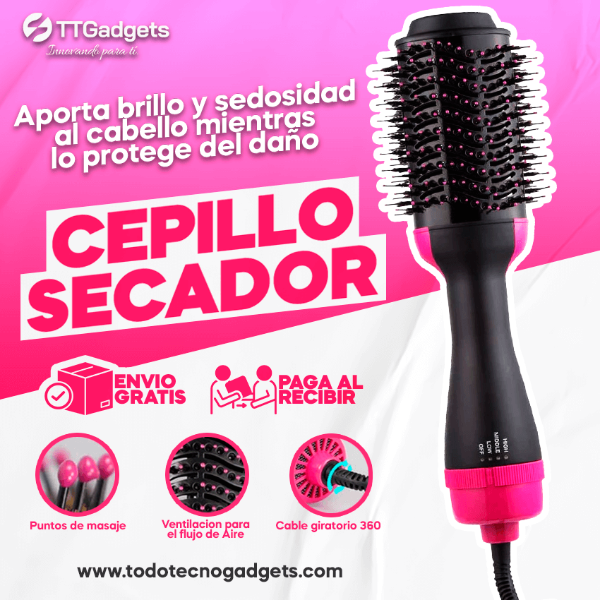 Cepillo de aire caliente 4 en 1: Seca, Voluminiza y Estiliza tu cabello en un solo paso. Portátil y adecuado para todo tipo de cabello