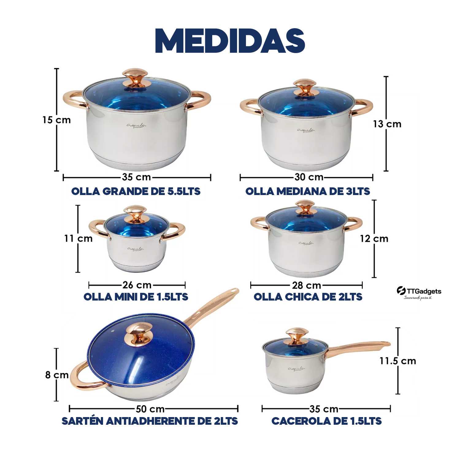 Batería De Cocina Siberia 12 Pzas Acero Inoxidable, compatible con parrilla de Inducción | 30 días garantía