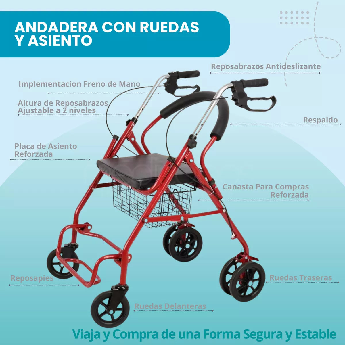 Andadera Ortopédica Con asiento para Adultos Safe&Health™