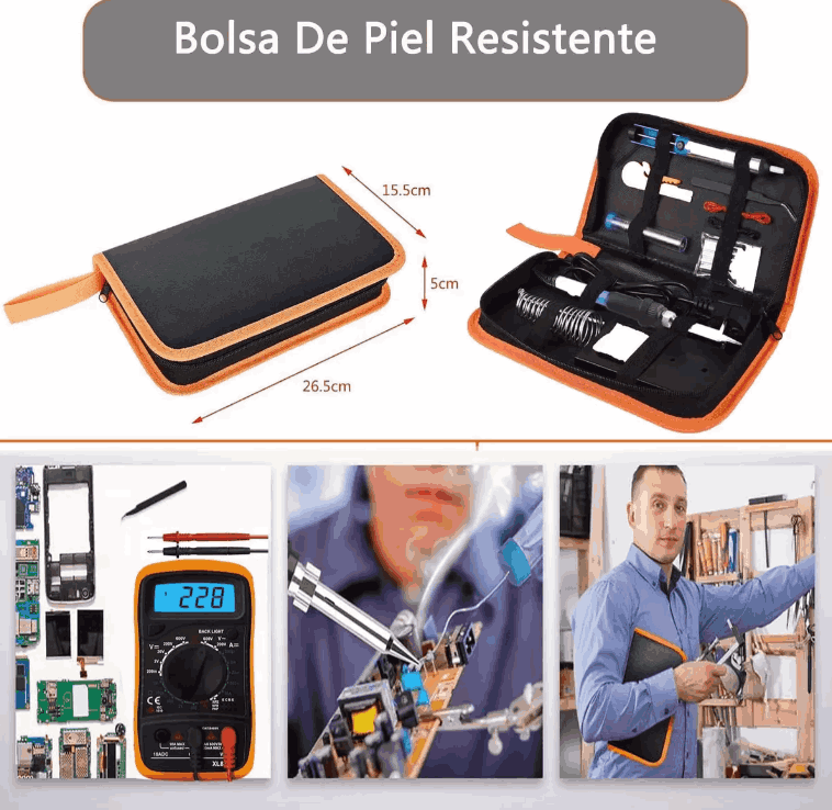 Kit de soldadura para electrónica 28 en 1 Con multímetro gaddi