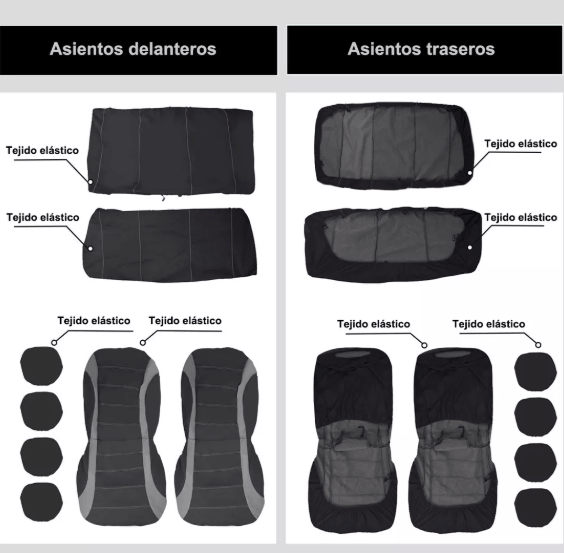 Set de Fundas Para 5 Asientos De Automóvil (9 Piezas) Universal MasterCar®