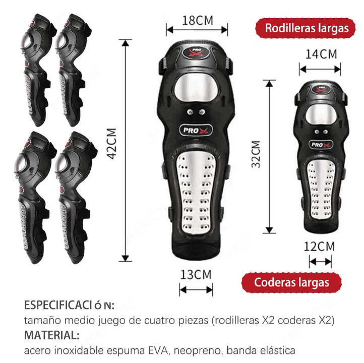 Par De Rodilleras Y Coderas De Moto Con Protección Metálica Color Negro gaddi