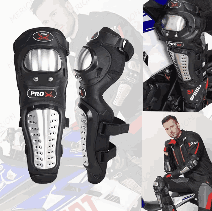 Par De Rodilleras Y Coderas De Moto Con Protección Metálica Color Negro gaddi