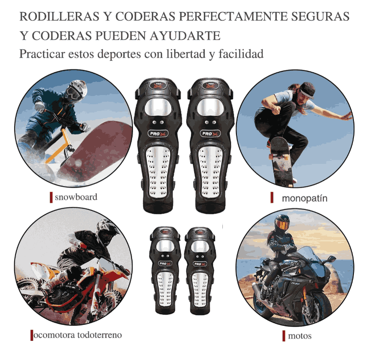 Par De Rodilleras Y Coderas De Moto Con Protección Metálica Color Negro gaddi