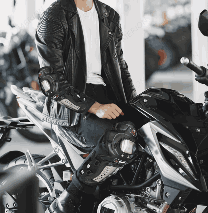 Par De Rodilleras Y Coderas De Moto Con Protección Metálica Color Negro gaddi