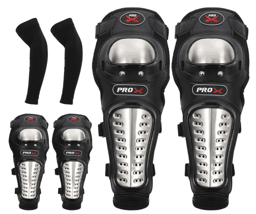 Par De Rodilleras Y Coderas De Moto Con Protección Metálica Color Negro gaddi