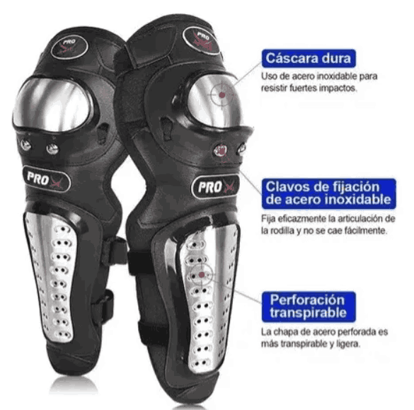 Par De Rodilleras Y Coderas De Moto Con Protección Metálica Color Negro gaddi