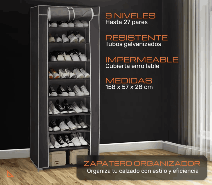 Zapatera Organizador de 9 Niveles con Capacidad para 27 Pares