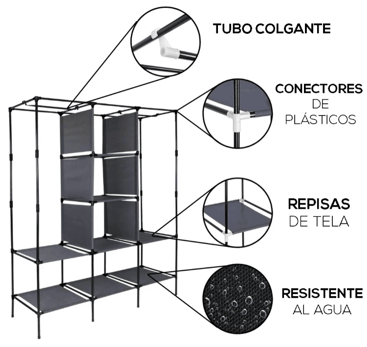 Armario Armable Closet Organizador De Ropa De Acero Inoxidable Home&Style®