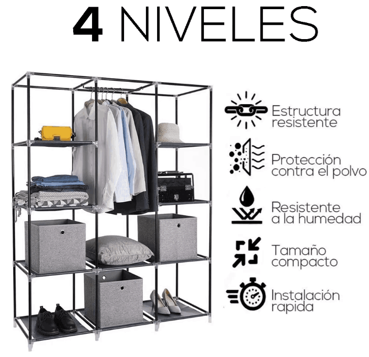 Armario Armable Closet Organizador De Ropa De Acero Inoxidable Home&Style®
