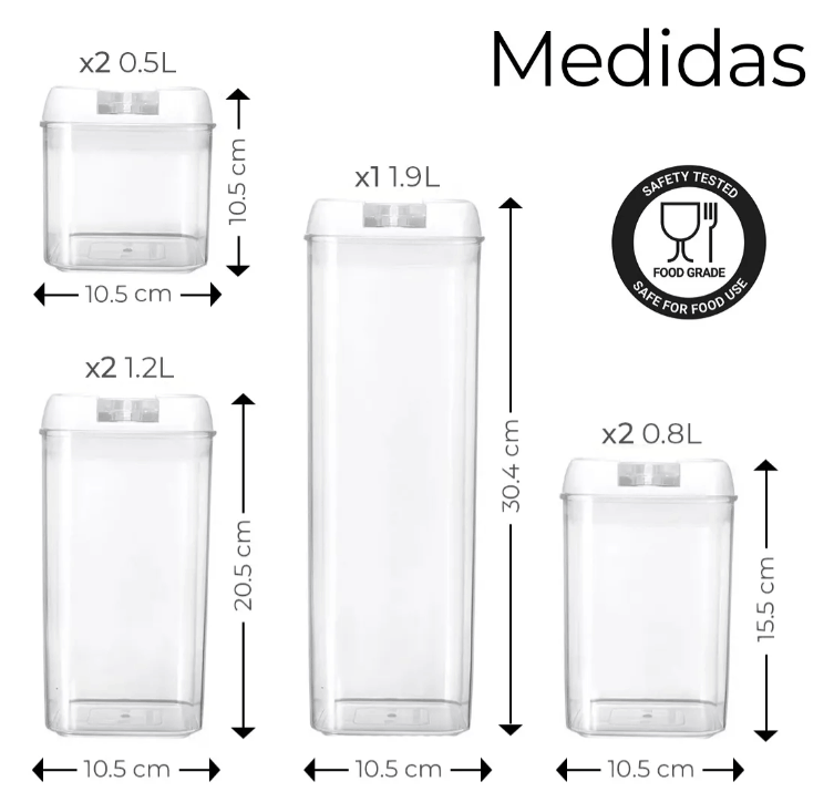 Set de 7 recipientes herméticos para la cocina gaddi