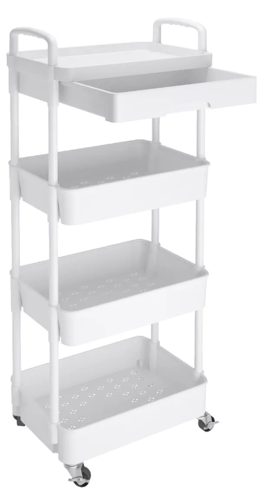 Carrito Organizador 4 Niveles Multiusos Estantes Con Cajón Color Blanco