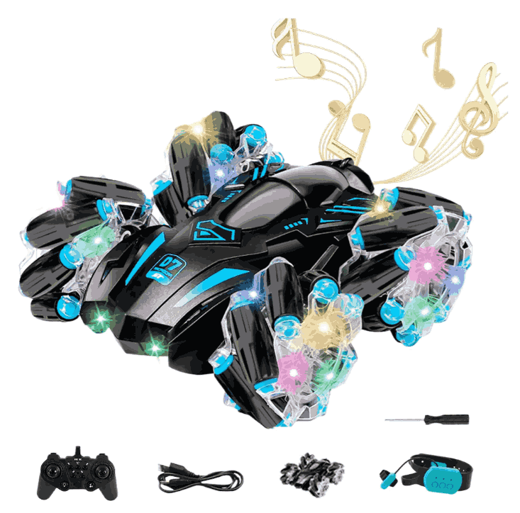 Auto De Acrobacias Con Luces Para Niños De 2.4g 360° Color Negro Personaje Stunt Car gaddi