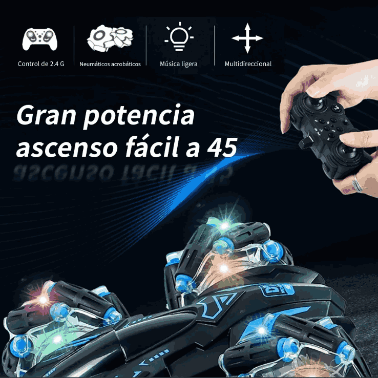 Auto De Acrobacias Con Luces Para Niños De 2.4g 360° Color Negro Personaje Stunt Car gaddi