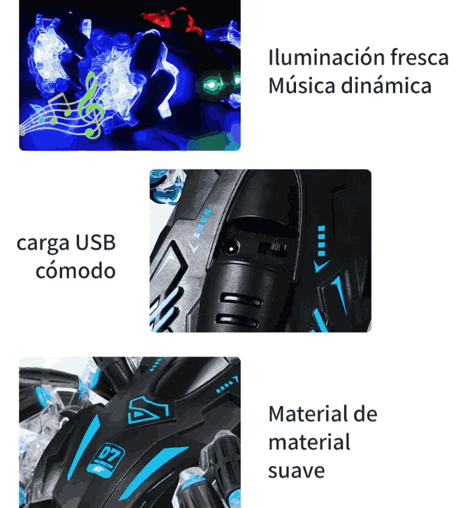 Auto De Acrobacias Con Luces Para Niños De 2.4g 360° Color Negro Personaje Stunt Car gaddi