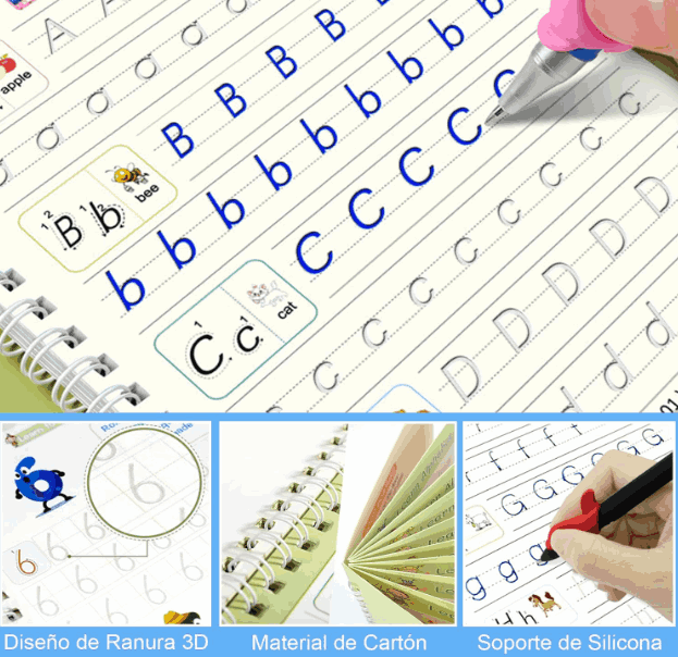 ¡AL 4x1! Set De 4 Libros De Caligrafia Español Reutilizables ¡Oferta Límitada! MagicStudy®