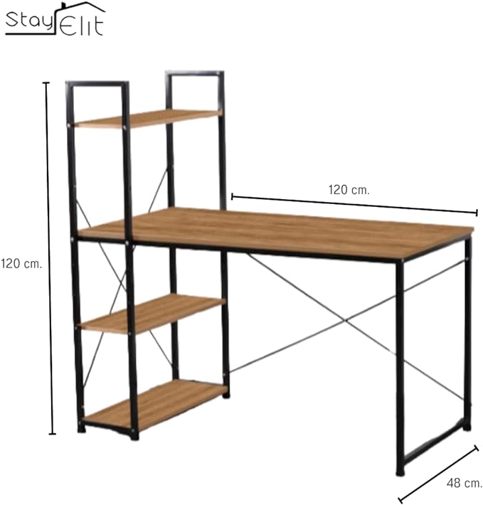 Escritorio con Repisa para Hogar u Oficina, soporta hasta 120 kg, 1.2 Metros de Altura Home&Office™