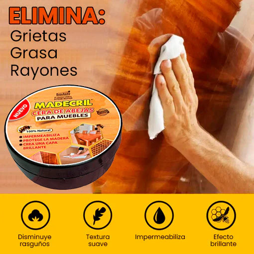 ¡AL 2x1! Cera de abejas para brillo y protección de Muebles Madecril™