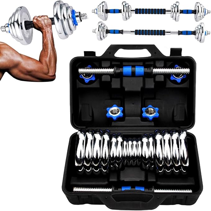 Set de Mancuernas con Barra y Pesas 66 LB Discos Ejercicio Gimnasio Fitness Strong™