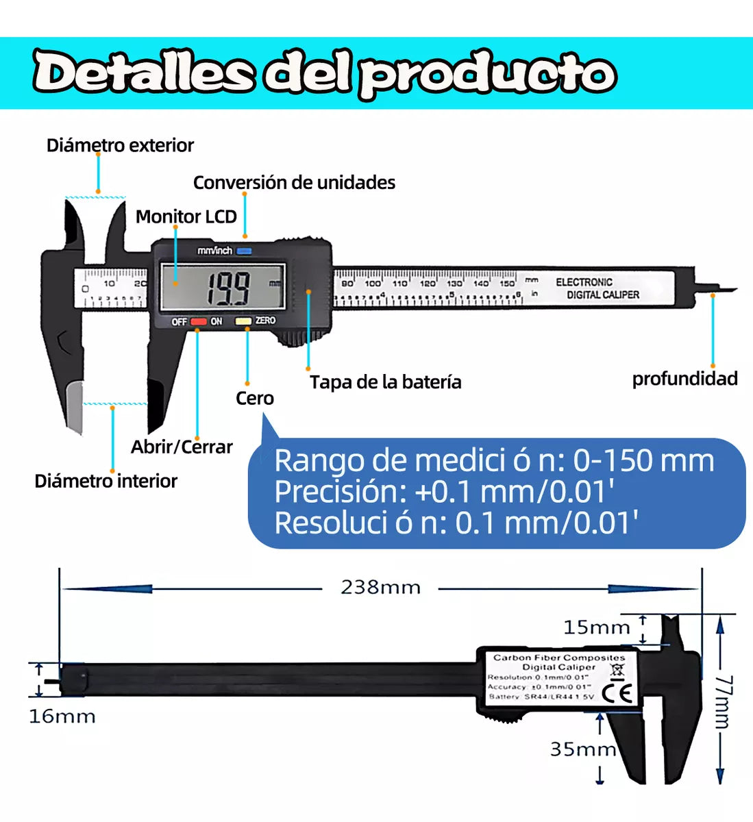 ¡AL 2x1! CALIBRADOR DIGITAL ELECTRÓNICO 150MM Calibrate®
