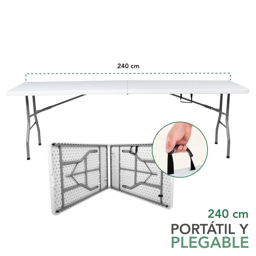 Mesa Plegable de 1.8 metros o 2.4 metros de largo | Portátil y 100% Fácil de Transportar